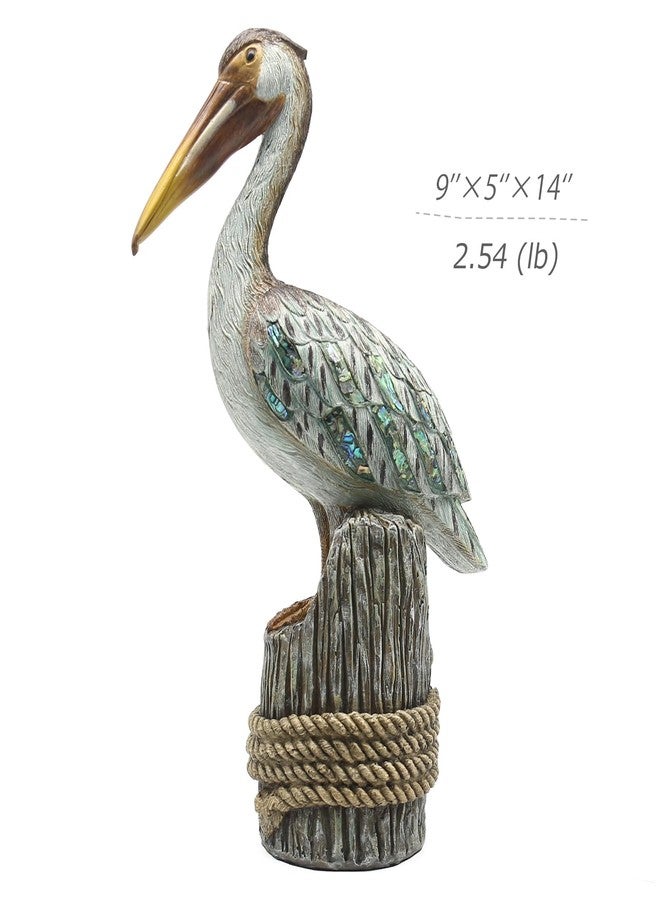 Lukitas Standing Pelican Statue and Sculpture Decor, Coastal Beach Bird Figurine, Creative Decorative Ornament for Home Garden Lawn Outdoor, Resin 14'' - Image 3
